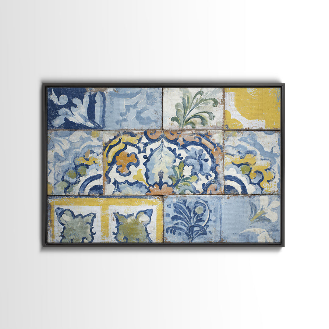 Italian Tile Pattern Canvas Print, Italian Villa Art, Original Painting, Living Room Decor, Fine Art, Villa, Landscape Painting, IVA-3x2-21