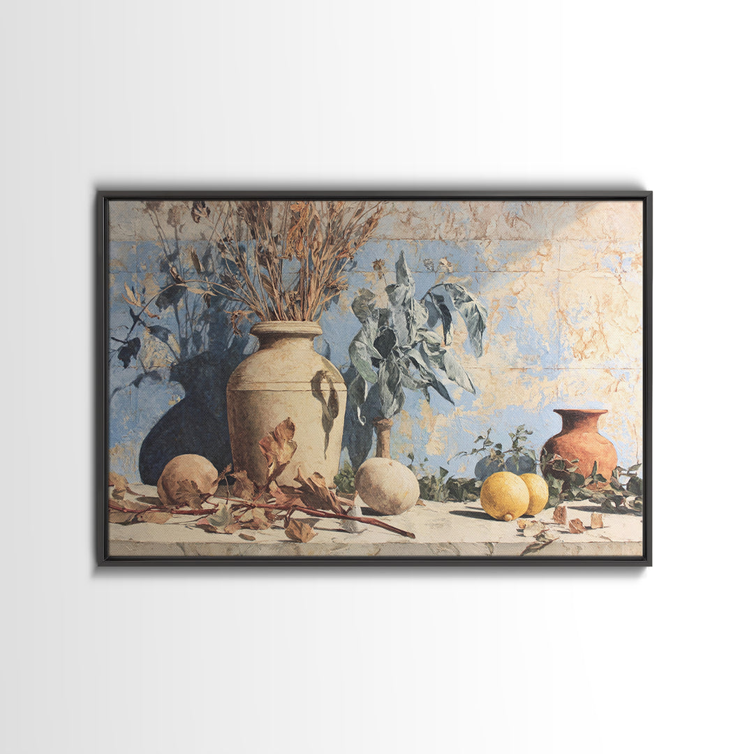 Marble Fruit Still Life Canvas Print, Italian Villa Art, Statement Artwork, Living Room Decor, Fine Art, Villa, Oil Painting, IVA-3x2-3