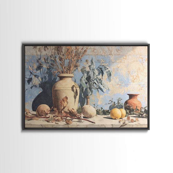 Marble Fruit Still Life Canvas Print, Italian Villa Art, Statement Artwork, Living Room Decor, Fine Art, Villa, Oil Painting, IVA-3x2-3