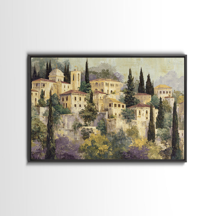 Tuscan Hillside with Cypress Trees and Golden Canvas Print, Italian Villa Art, Living Room Wall Art, Living Room Decor, Villa, IVA-3x2-53