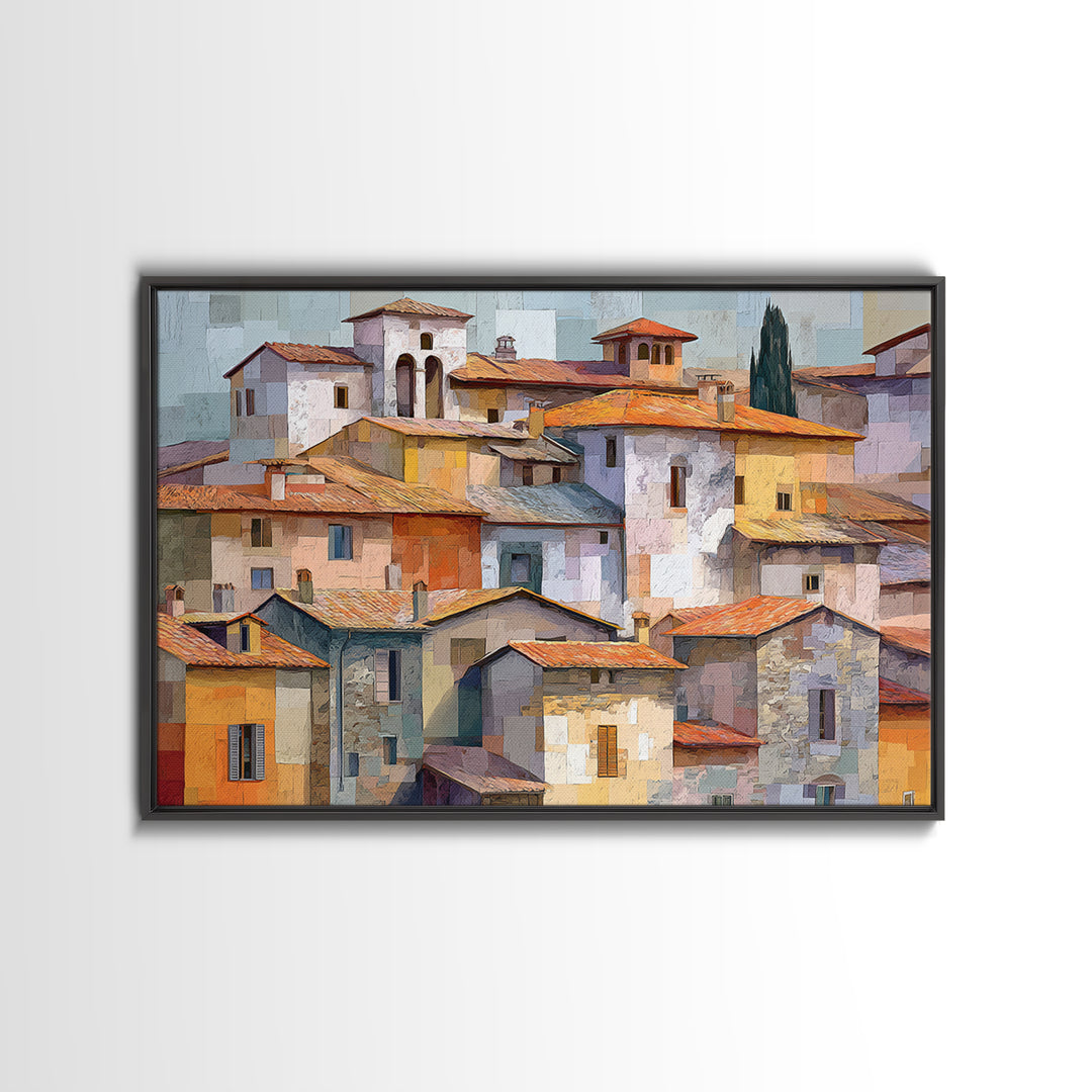 Terracotta Rooftops Against Pale Sky Canvas Print, Italian Villa Art, Living Room Wall Art, Living Room Decor, Fine Art, Villa, IVA-3x2-56