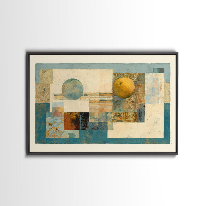 Coastal Lemons and Striped Cloth Arrangement Canvas Print, Italian Villa Art, Living Room Decor, Watercolor Art, Villa, IVA-3x2-76