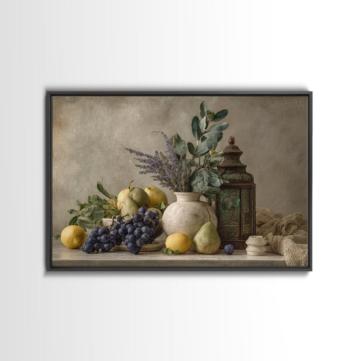 Marble Fruit Still Life Framed Canvas Print, Italian Villa Art, Digital Download Art, Living Room Decor, Fine Art, Villa, IVA-3x2-99