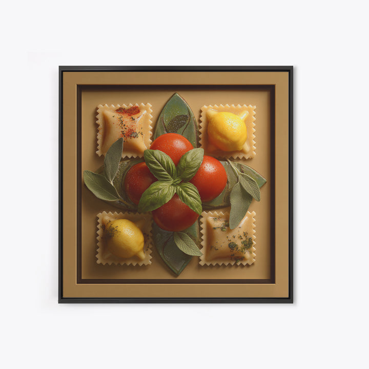 Pasta Lemons and Basil Mediterranean Still Life Canvas Print, Kitchen Art, Dining Room Wall Art, Kitchen Decor, Kitchen, KIT-1x1-17