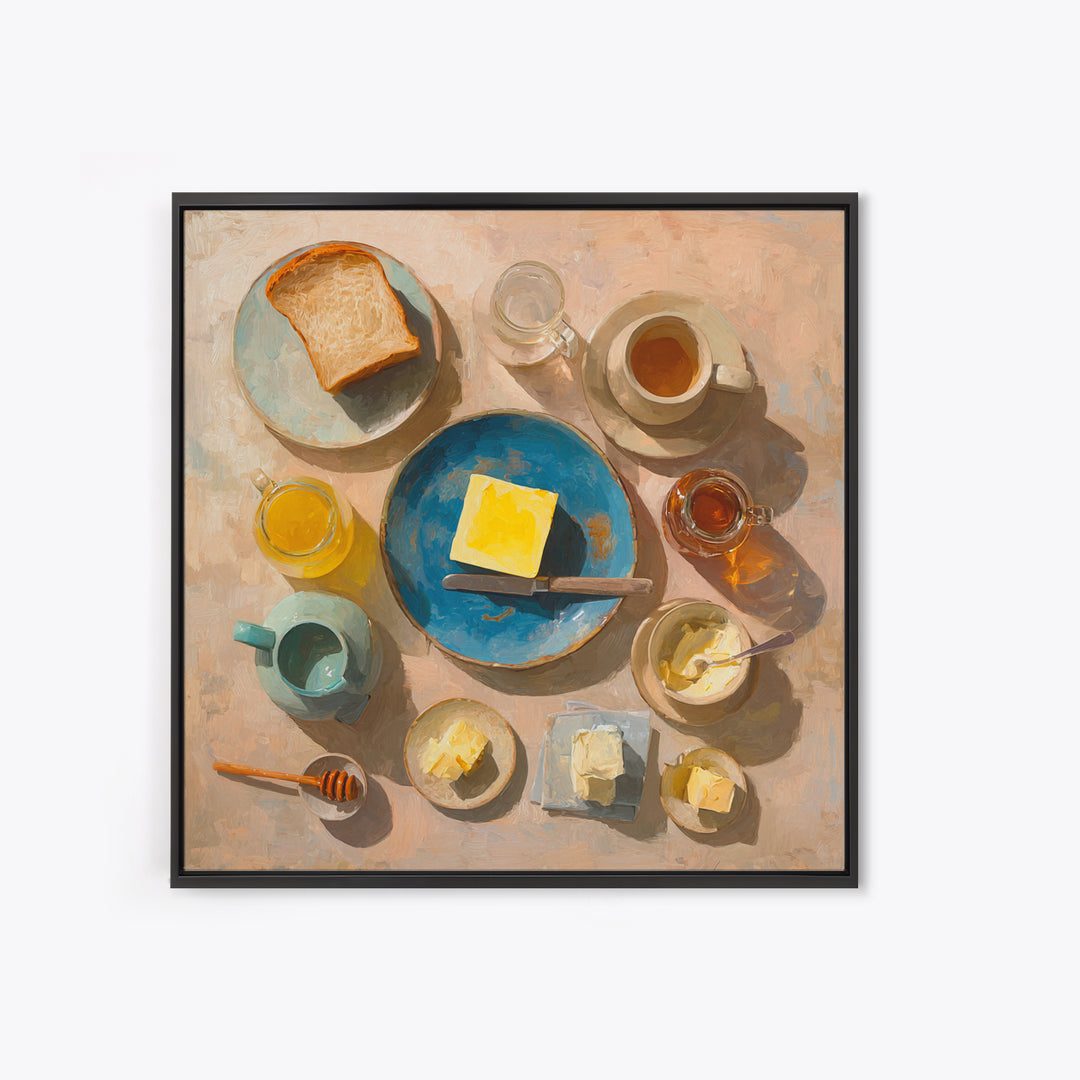 Fresh Bread with Butter and Honey Canvas Print, Kitchen Art, Kitchen Decor, Kitchen, Kitchen Art Print, Bar Cart Decor, KIT-1x1-18