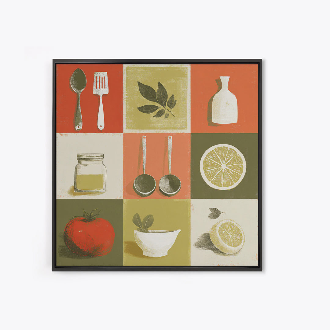 Kitchen Utensil Silhouettes Canvas Print, Kitchen Art, Neutral Decor, Kitchen Decor, Abstract Art, Kitchen, Wall Art, KIT-1x1-45