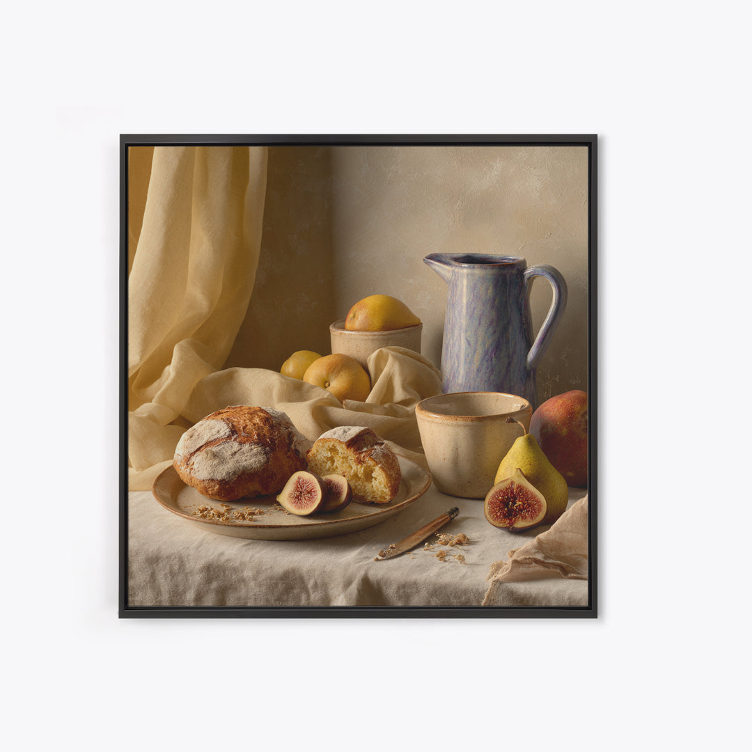Figs Pomegranates and Linen Composition Framed Canvas Print, Kitchen Art, Poster Art, Kitchen Decor, Fine Art, Kitchen, KIT-1x1-46