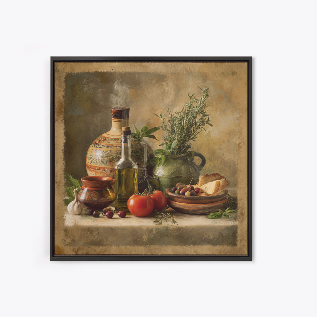 Olive Oil Bottle and Rosemary Branch Canvas Print, Kitchen Art, Coffee Print, Kitchen Decor, Watercolor Art, Kitchen, KIT-1x1-5