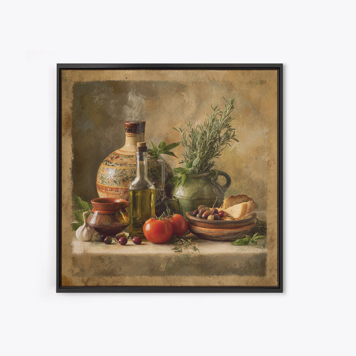 Olive Oil Bottle and Rosemary Branch Canvas Print, Kitchen Art, Coffee Print, Kitchen Decor, Watercolor Art, Kitchen, KIT-1x1-5