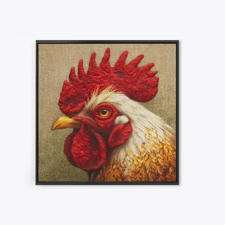Rooster Portrait for Country Kitchen Charm Framed Canvas Print, Kitchen Art, Kitchen Wall Decor, Kitchen Decor, Kitchen, KIT-1x1-64