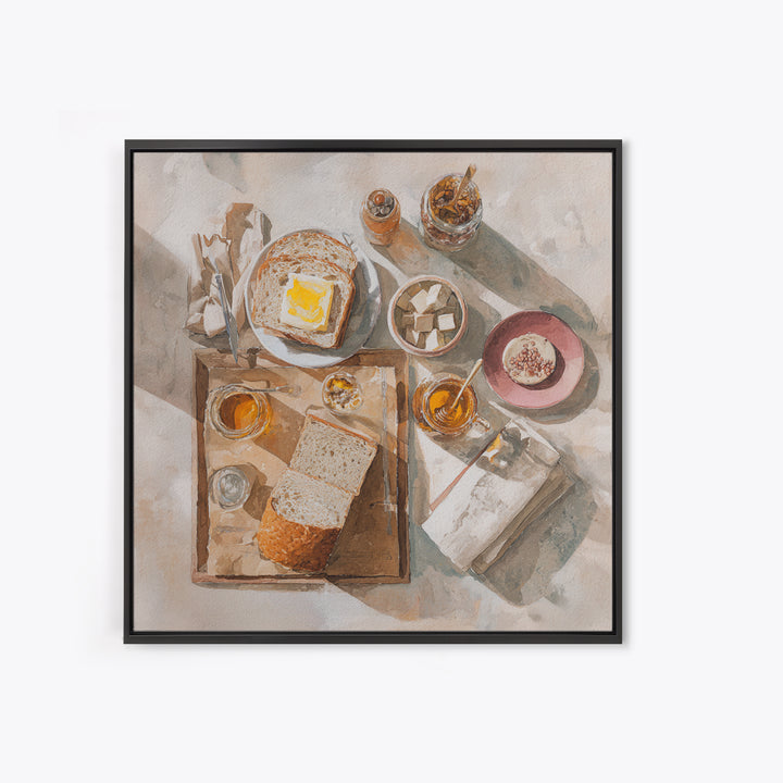 Fresh Bread with Butter and Honey Framed Canvas Print, Kitchen Art, Kitchen Prints, Kitchen Decor, Abstract Art, Kitchen, KIT-1x1-66