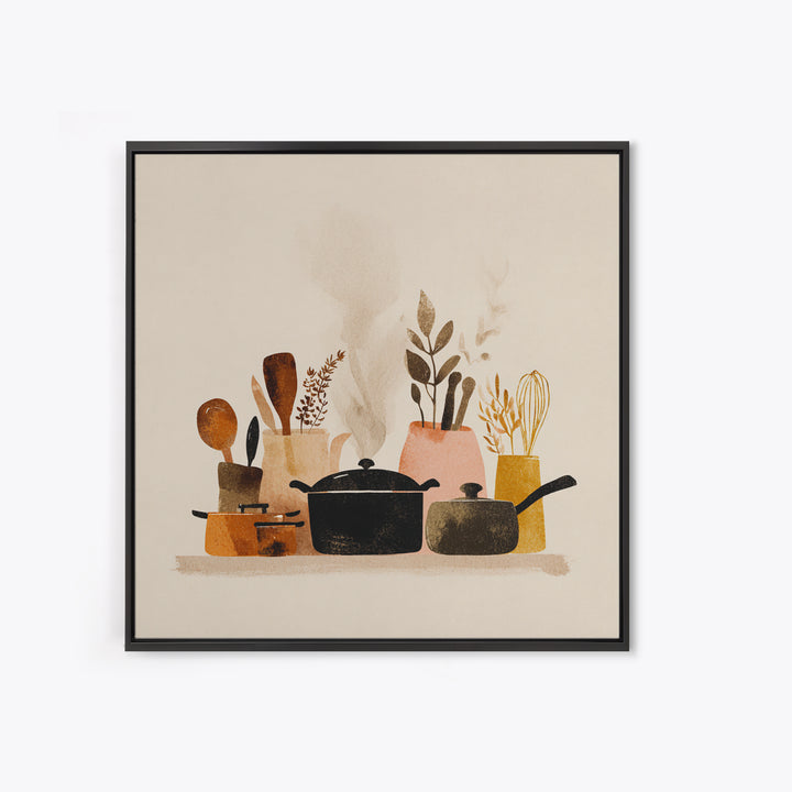 Kitchen Utensil Silhouettes Canvas Print, Kitchen Art, Neutral Decor, Kitchen Decor, Abstract Art, Kitchen, Wall Art, KIT-1x1-69