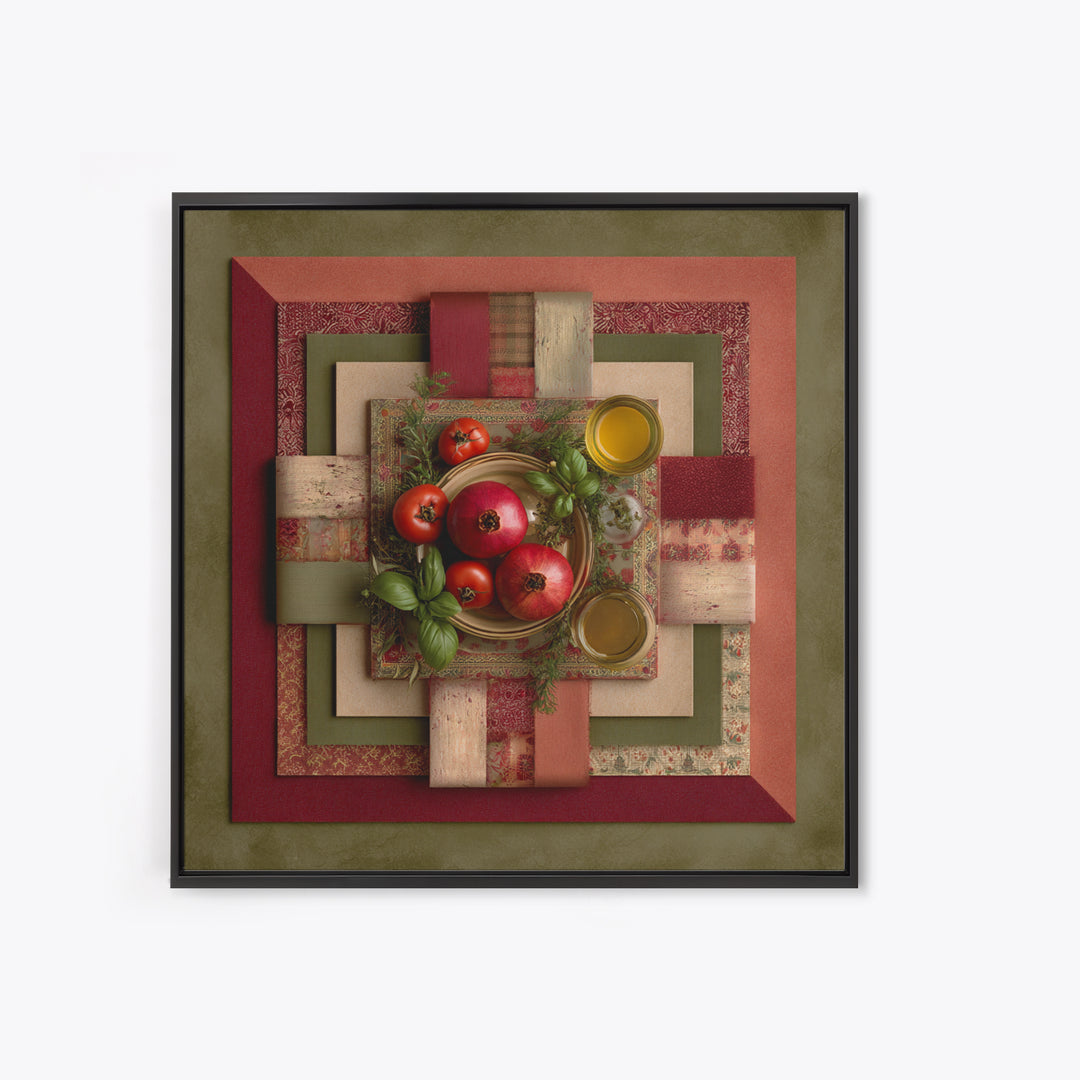 Figs Pomegranates and Linen Composition Framed Canvas Print, Kitchen Art, Poster Art, Kitchen Decor, Fine Art, Kitchen, KIT-1x1-70