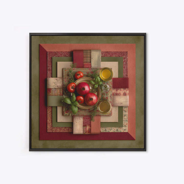Figs Pomegranates and Linen Composition Framed Canvas Print, Kitchen Art, Poster Art, Kitchen Decor, Fine Art, Kitchen, KIT-1x1-70