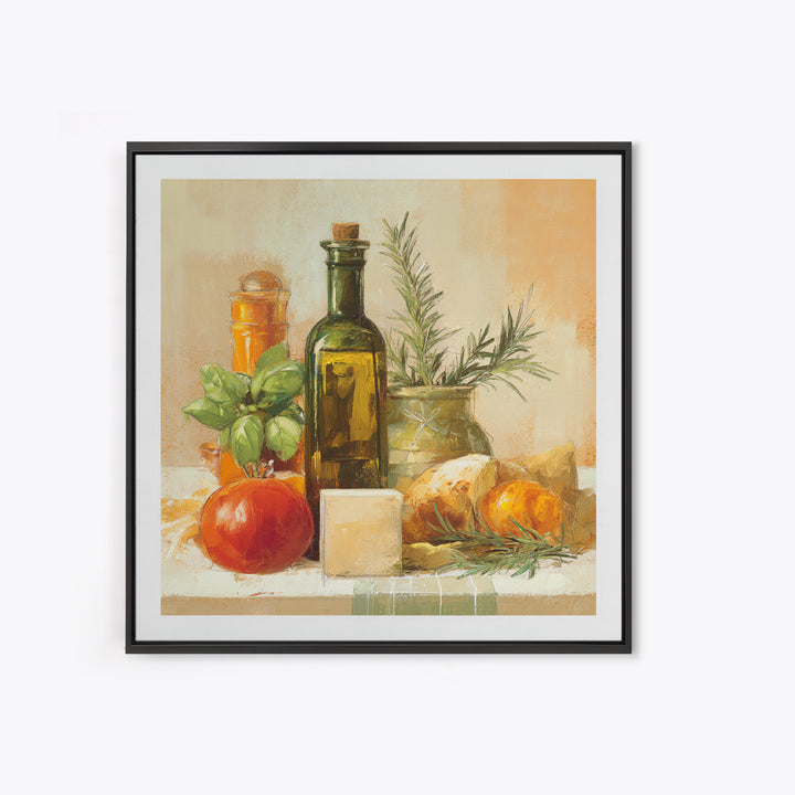 Olive Oil Bottle and Rosemary Branch Canvas Print, Kitchen Art, Room Decor, Kitchen Decor, Fine Art, Kitchen, Digital Art, KIT-1x1-77