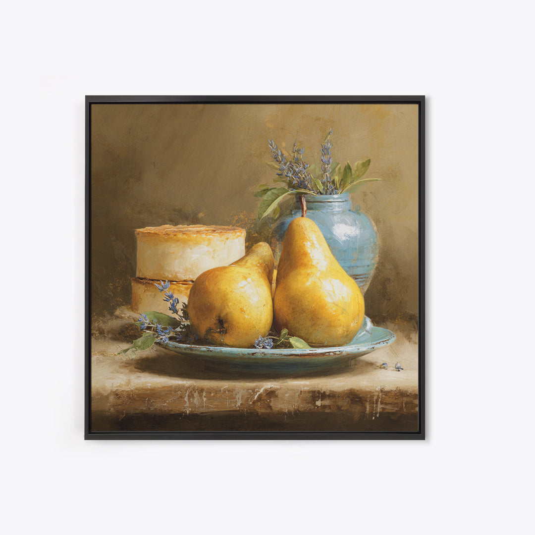Farmhouse Pears on a Wooden Board Canvas Print, Kitchen Art, Kitchen Art Print, Kitchen Decor, Fine Art, Kitchen, KIT-1x1-9