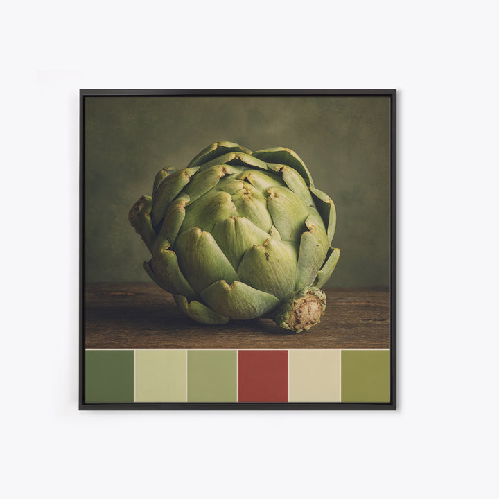 Artichoke Closeup in Painterly Green Tones Canvas Print, Kitchen Art, Coffee Print, Kitchen Decor, Fine Art, Kitchen, KIT-1x1-92