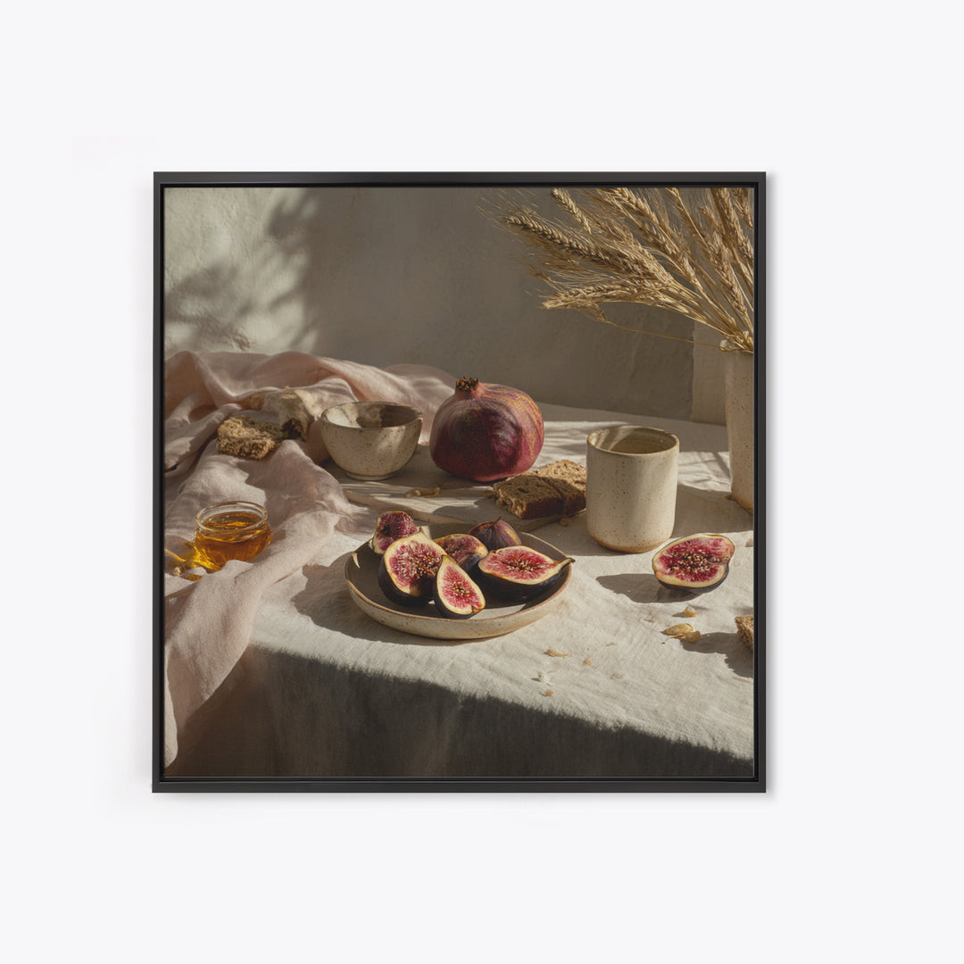Figs Pomegranates and Linen Composition Canvas Print, Kitchen Art, Kitchen Art Print, Kitchen Decor, Abstract Art, Kitchen, KIT-1x1-94