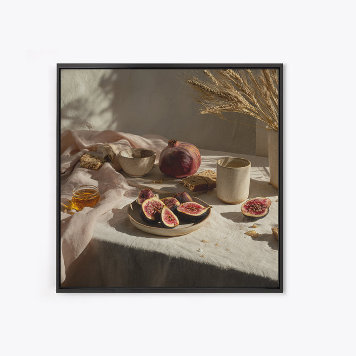 Figs Pomegranates and Linen Composition Canvas Print, Kitchen Art, Kitchen Art Print, Kitchen Decor, Abstract Art, Kitchen, KIT-1x1-94