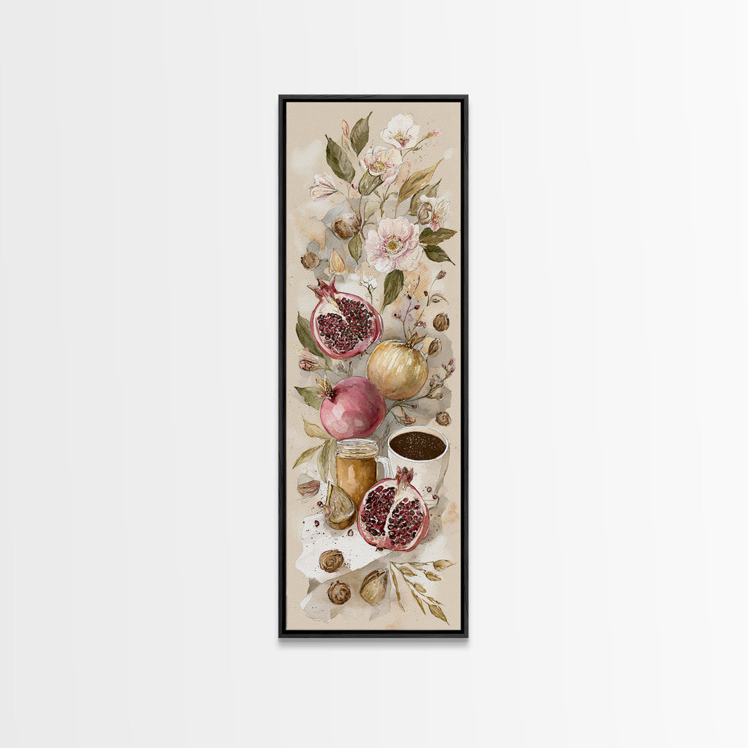 Figs Pomegranates and Linen Composition Canvas Print, Kitchen Art, Modern Art, Kitchen Decor, Abstract Art, Kitchen, KIT-1x3-10
