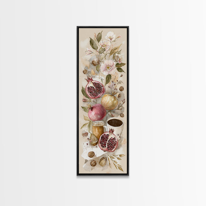 Figs Pomegranates and Linen Composition Canvas Print, Kitchen Art, Modern Art, Kitchen Decor, Abstract Art, Kitchen, KIT-1x3-10