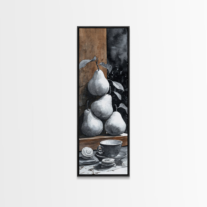 Wine Bottle Grapes and Cheese Still Life Framed Canvas Print, Kitchen Art, Art Print, Kitchen Decor, Fine Art, Kitchen, KIT-1x3-24