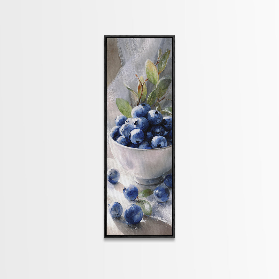Blueberries in a White Bowl Canvas Print, Kitchen Art, Contemporary Art, Kitchen Decor, Fine Art, Kitchen, Kitchen Wall Art, KIT-1x3-7