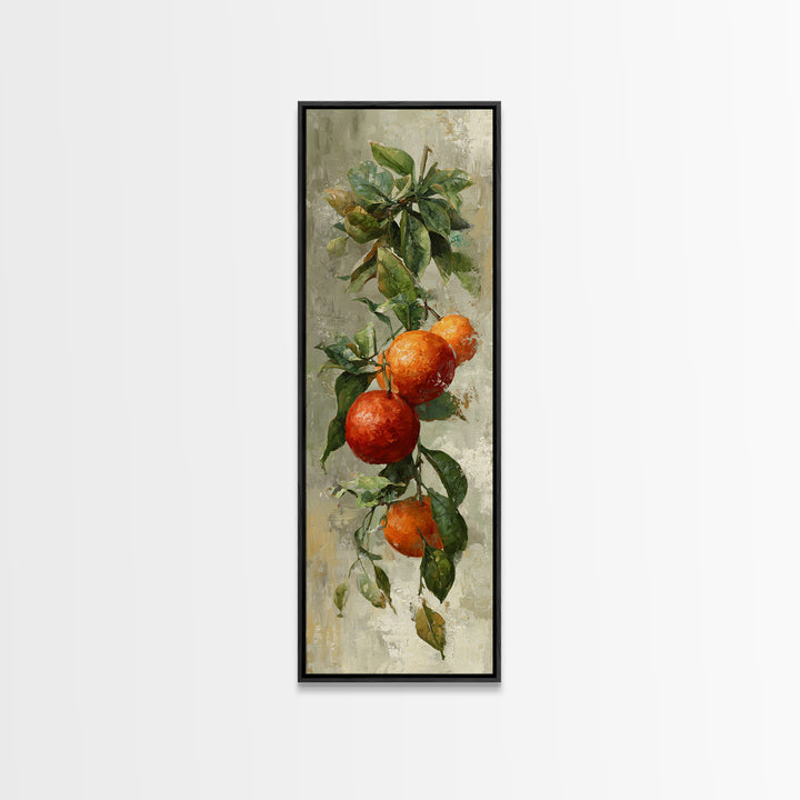 Orange Citrus Botanical Branch Framed Canvas Print, Kitchen Art, Minimalist Wall Art, Kitchen Decor, Fine Art, Kitchen, KIT-1x3-71