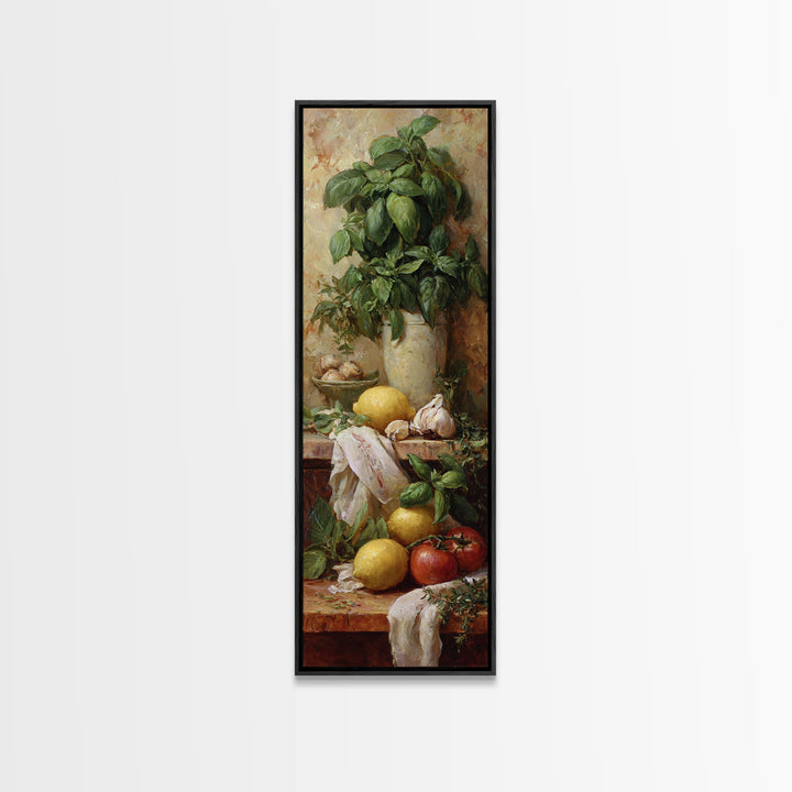 Pasta Lemons and Basil Mediterranean Still Life Canvas Print, Kitchen Art, Art Print, Kitchen Decor, Fine Art, Kitchen, KIT-1x3-77