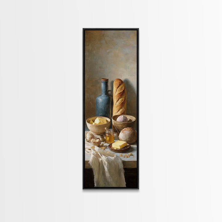 Fresh Bread with Butter and Honey Canvas Print, Kitchen Art, Bar Cart Decor, Kitchen Decor, Fine Art, Kitchen, Minimalist Decor, KIT-1x3-78