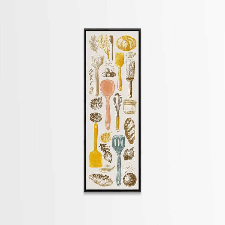 Kitchen Utensil Silhouettes Canvas Print, Kitchen Art, Kitchen Wall Art, Kitchen Decor, Abstract Art, Kitchen, KIT-1x3-81