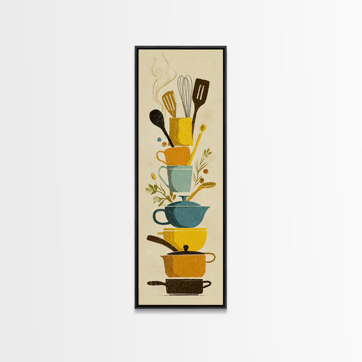 Kitchen Utensil Silhouettes Canvas Print, Kitchen Art, Neutral Decor, Kitchen Decor, Abstract Art, Kitchen, Wall Art, KIT-1x3-9