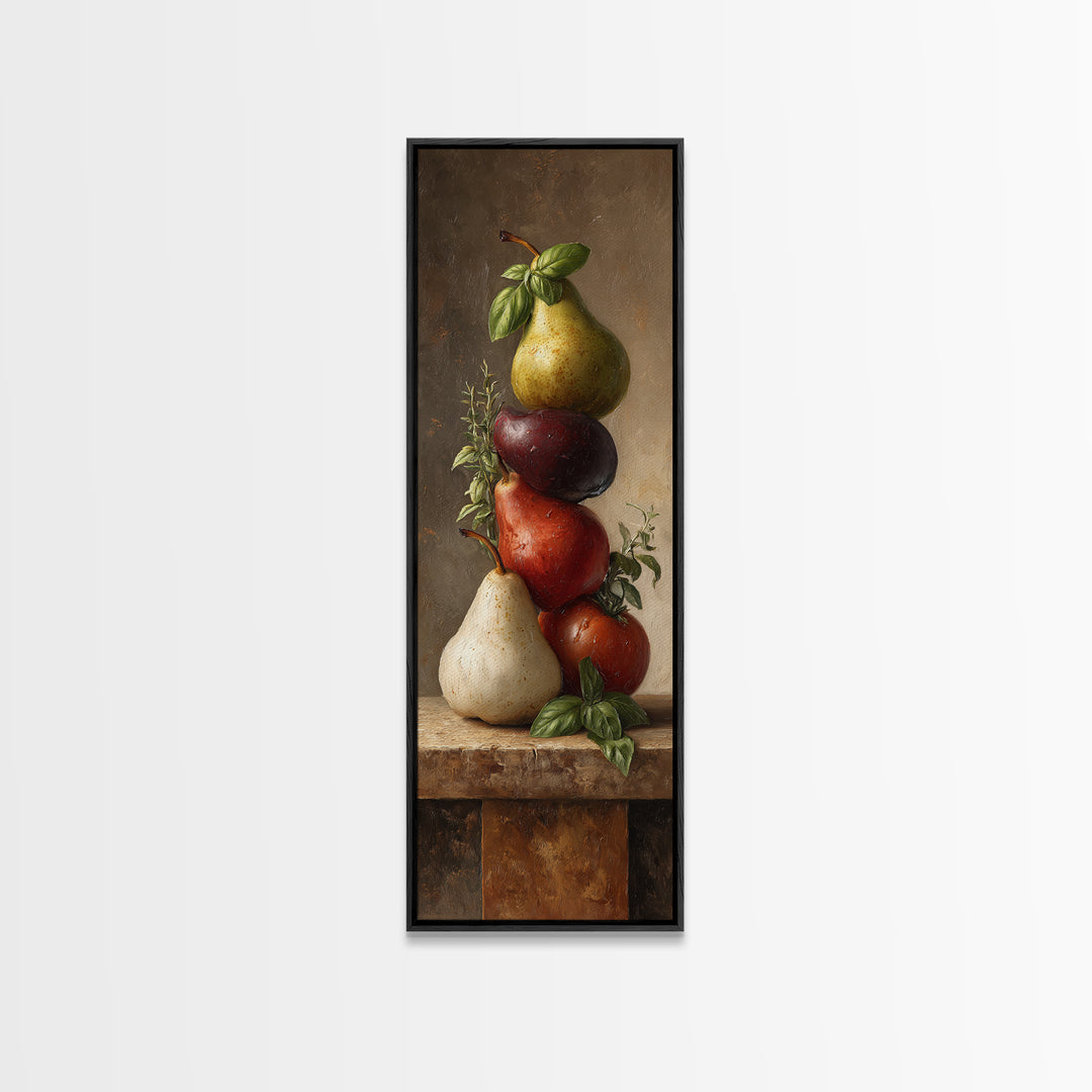Farmhouse Pears on a Wooden Board Canvas Print, Kitchen Art, Minimalist Decor, Kitchen Decor, Fine Art, Kitchen, Art Deco, KIT-1x3-93