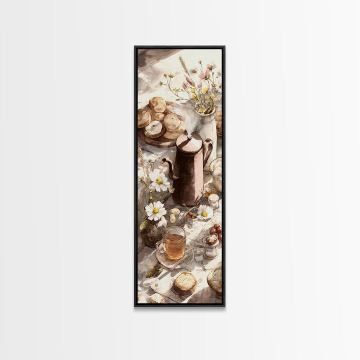 Tea Kettle with Steam and Wildflowers Canvas Print, Kitchen Art, Statement Artwork, Kitchen Decor, Fine Art, Kitchen, KIT-1x3-98