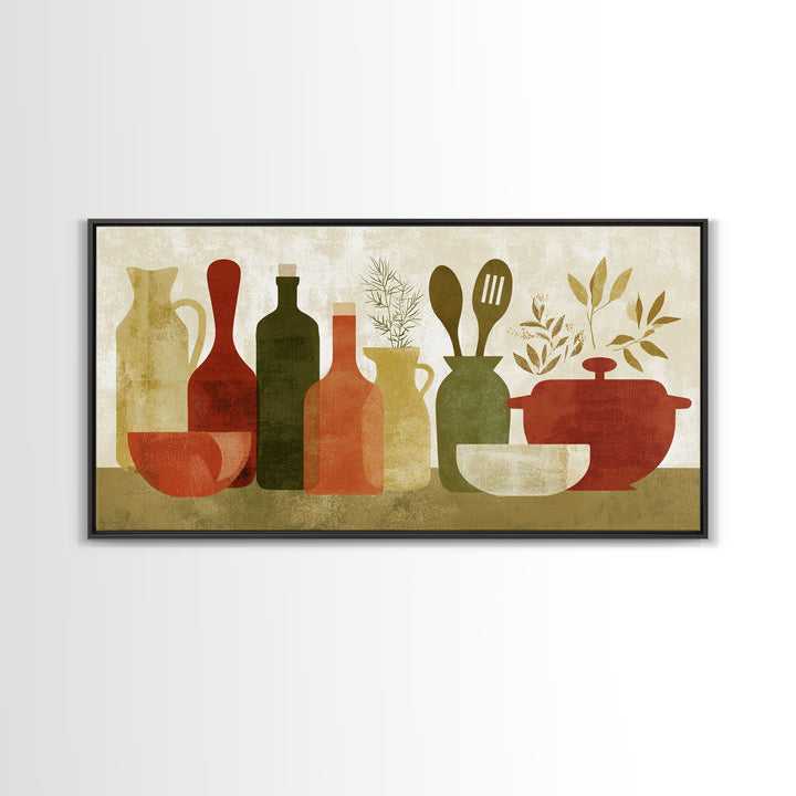 Kitchen Utensil Silhouettes Canvas Print, Kitchen Art, Contemporary Art, Kitchen Decor, Abstract Art, Kitchen, Kitchen Wall Art, KIT-2x1-17