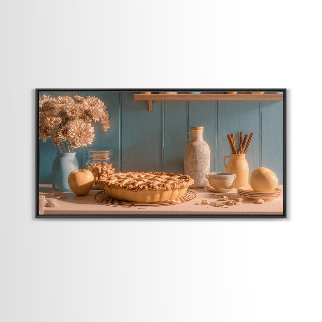 Apple Pie Cooling Framed Canvas Print, Kitchen Art, Minimalist Decor, Kitchen Decor, Kitchen, Art Deco, Kitchen Wall Art, KIT-2x1-28