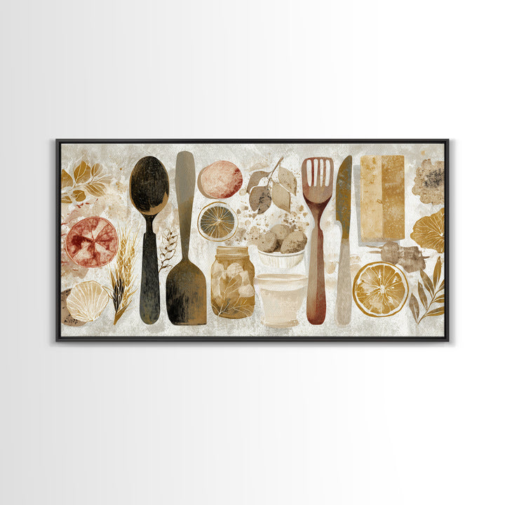 Kitchen Utensil Silhouettes Canvas Print, Kitchen Art, Contemporary Art, Kitchen Decor, Abstract Art, Kitchen, Kitchen Wall Art, KIT-2x1-41
