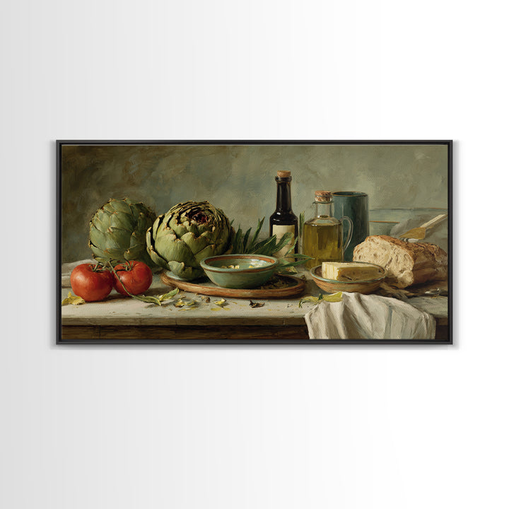 Artichoke Closeup in Painterly Green Tones Canvas Print, Kitchen Art, Art Prints, Kitchen Decor, Fine Art, Kitchen, Modern Art, KIT-2x1-64