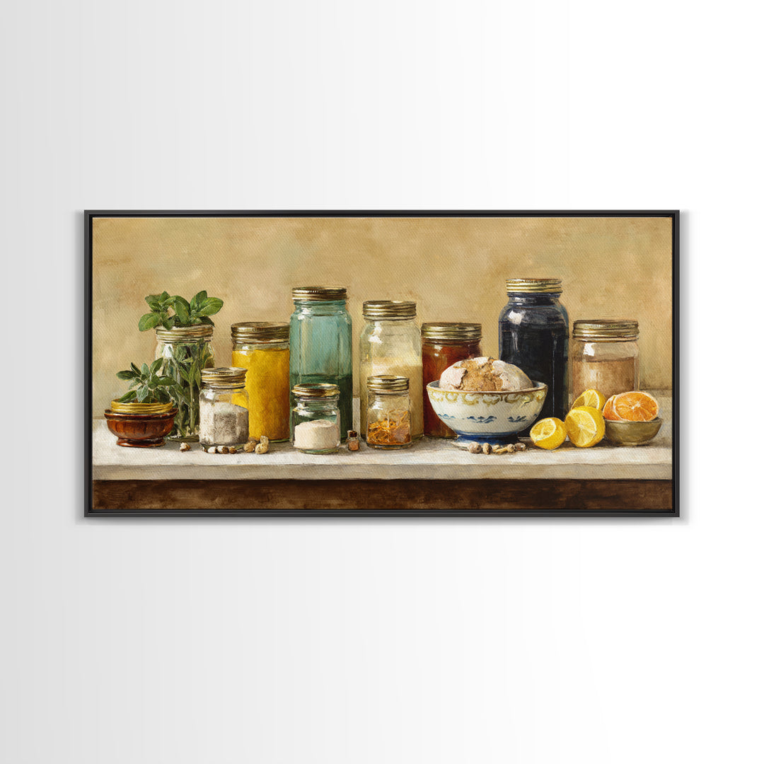 Watercolor Spice Jars Without Readable Labels Canvas Print, Kitchen Art, Kitchen Decor, Kitchen, Kitchen Art Print, KIT-2x1-81