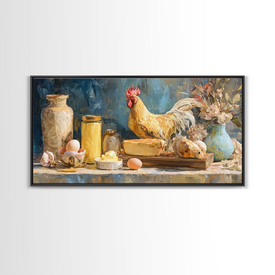 Rooster Portrait for Country Kitchen Charm Framed Canvas Print, Kitchen Art, Kitchen Wall Decor, Kitchen Decor, Kitchen, KIT-2x1-84