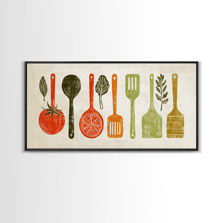 Kitchen Utensil Silhouettes Canvas Print, Kitchen Art, Art Deco, Kitchen Decor, Fine Art, Kitchen, Poster Art, Trendy Wall Art, KIT-2x1-89