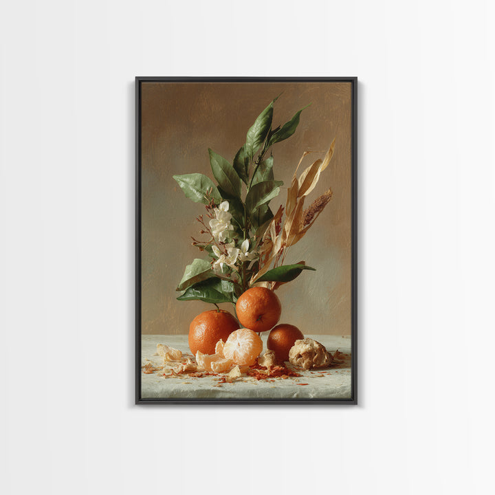 Orange Citrus Botanical Branch Framed Canvas Print, Kitchen Art, Contemporary Art, Kitchen Decor, Kitchen, Kitchen Wall Art, KIT-2x3-43