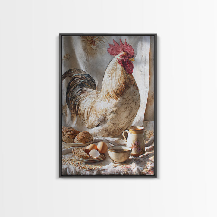 Rooster Portrait for Country Kitchen Charm Framed Canvas Print, Kitchen Art, Boho Decor, Kitchen Decor, Fine Art, Kitchen, KIT-2x3-48