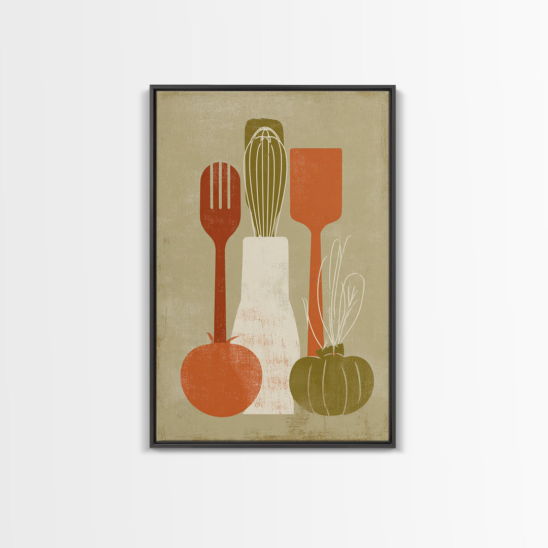 Kitchen Utensil Silhouettes Canvas Print, Kitchen Art, Home Decor, Kitchen Decor, Abstract Art, Kitchen, Digital Print, KIT-2x3-5