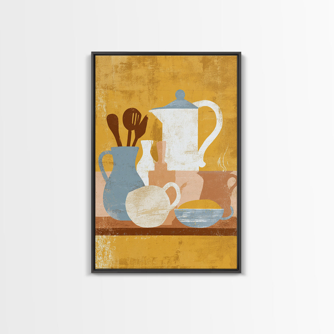 Kitchen Utensil Silhouettes Framed Canvas Print, Kitchen Art, Art Prints, Kitchen Decor, Abstract Art, Kitchen, Modern Art, KIT-2x3-53