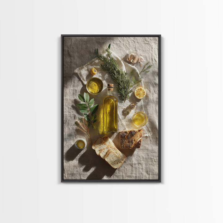Olive Oil Bottle and Rosemary Branch Canvas Print, Kitchen Art, Printable Wall Art, Kitchen Decor, Fine Art, Kitchen, KIT-2x3-61