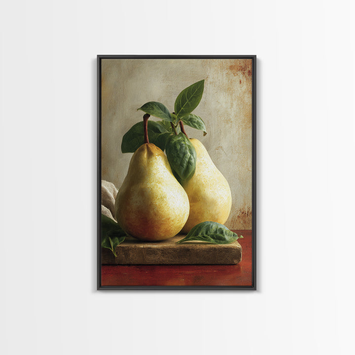 Farmhouse Pears on a Wooden Board Canvas Print, Kitchen Art, Digital Wall Art, Kitchen Decor, Fine Art, Kitchen, Kitchen Prints, KIT-2x3-65