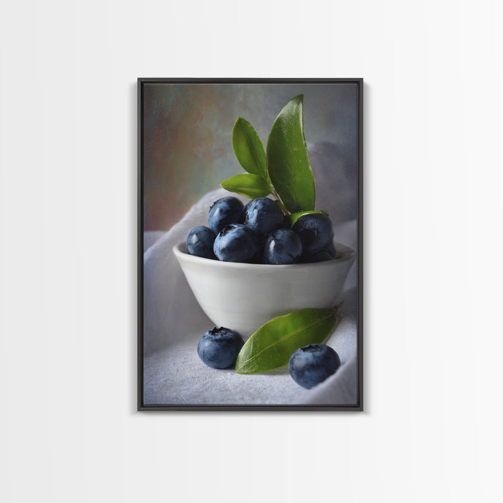 Blueberries in a White Bowl Canvas Print, Kitchen Art, Kitchen Wall Art, Kitchen Decor, Fine Art, Kitchen, Dining Room Wall Art, KIT-2x3-99