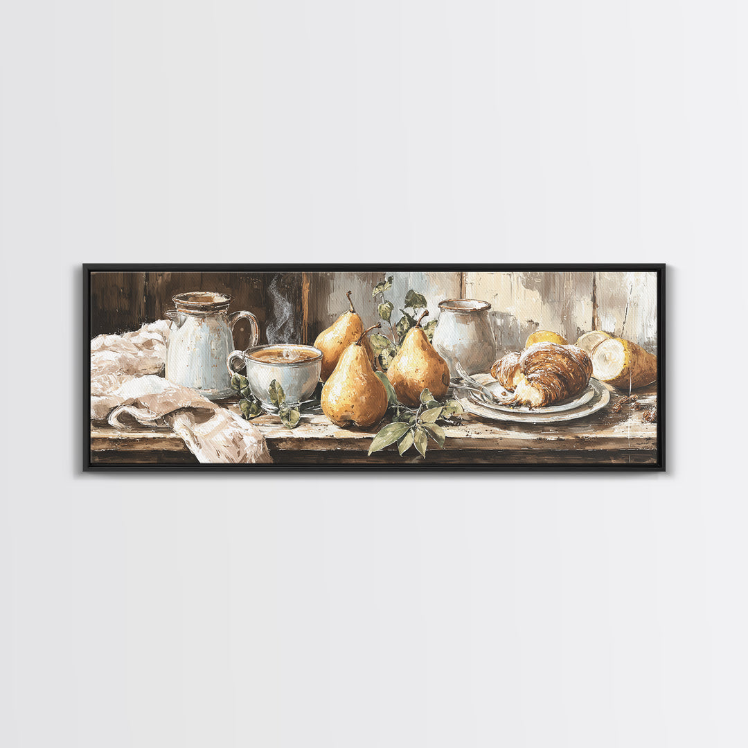Farmhouse Pears on a Wooden Board Framed Canvas Print, Kitchen Art, Digital Print, Kitchen Decor, Kitchen, Kitchen Print, KIT-3x1-1