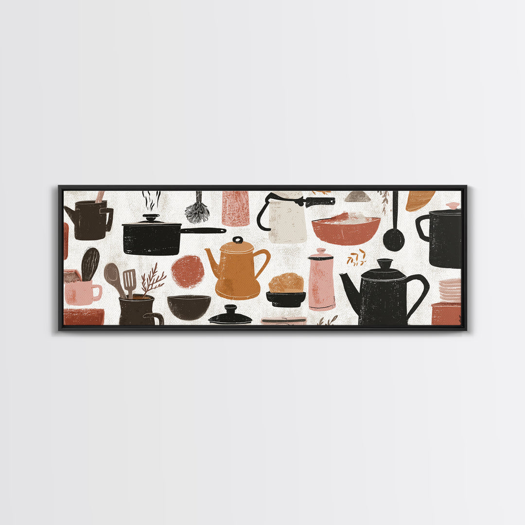 Kitchen Utensil Silhouettes Canvas Print, Kitchen Art, Art Deco, Kitchen Decor, Fine Art, Kitchen, Poster Art, Trendy Wall Art, KIT-3x1-13
